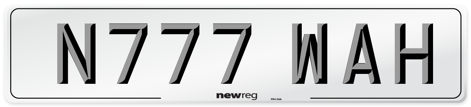 N777 WAH Number Plate from New Reg